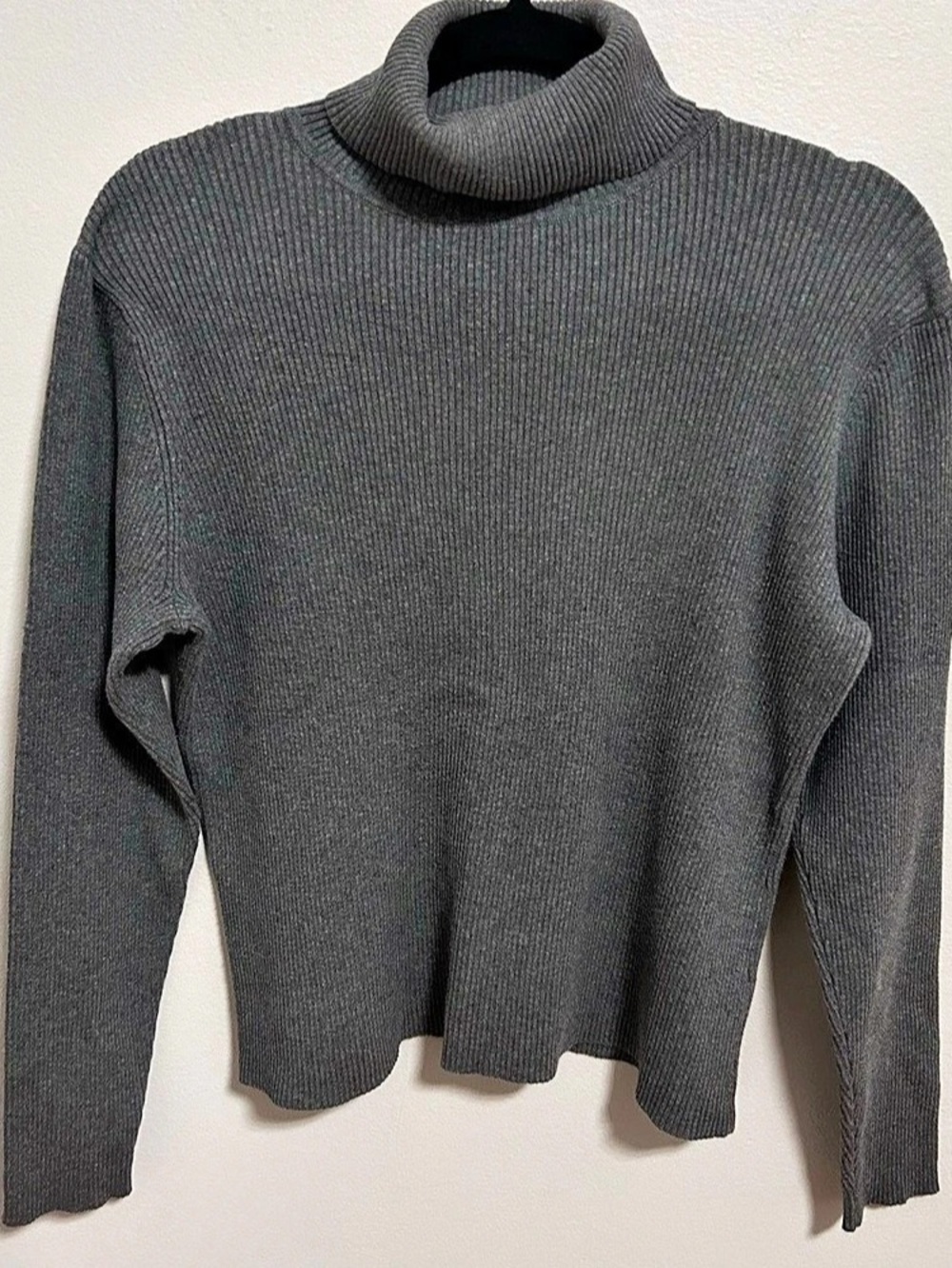 Crystal Kobe Ribbed Cowl Neck Sweater Gray XL